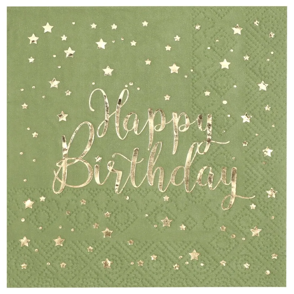 Kahvilautasliinat Happy Birthday Vihreä/Kulta