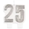 Kakkukynttilät Numero 25 Hopea