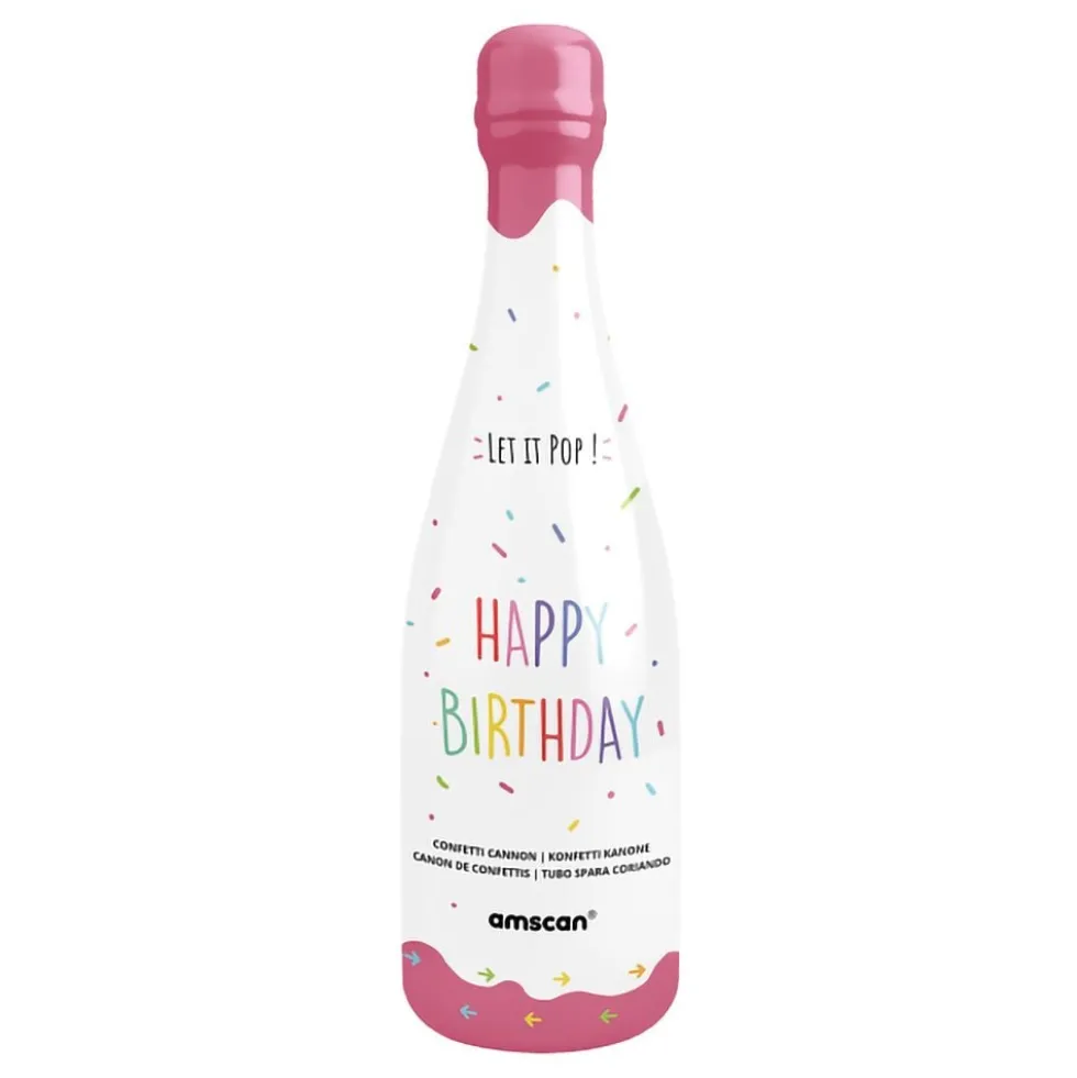 Konfettikanuuna Happy Birthday Vaaleanpunainen Pullo