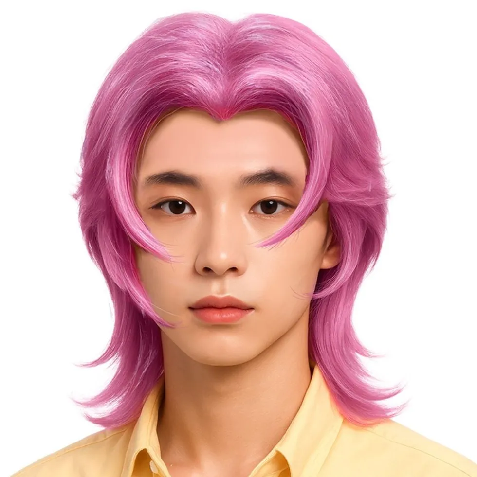 K-pop Rock Vaaleanpunainen Peruukki