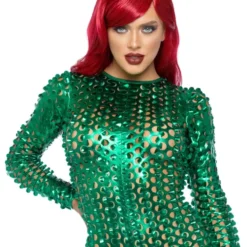 Laser Cut Catsuit Vihreä Metallic Deluxe
