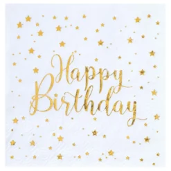 Lautasliinat Happy Birthday Kulta/Valkoinen