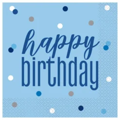 Lautasliinat Happy Birthday Sininen Pilkullinen