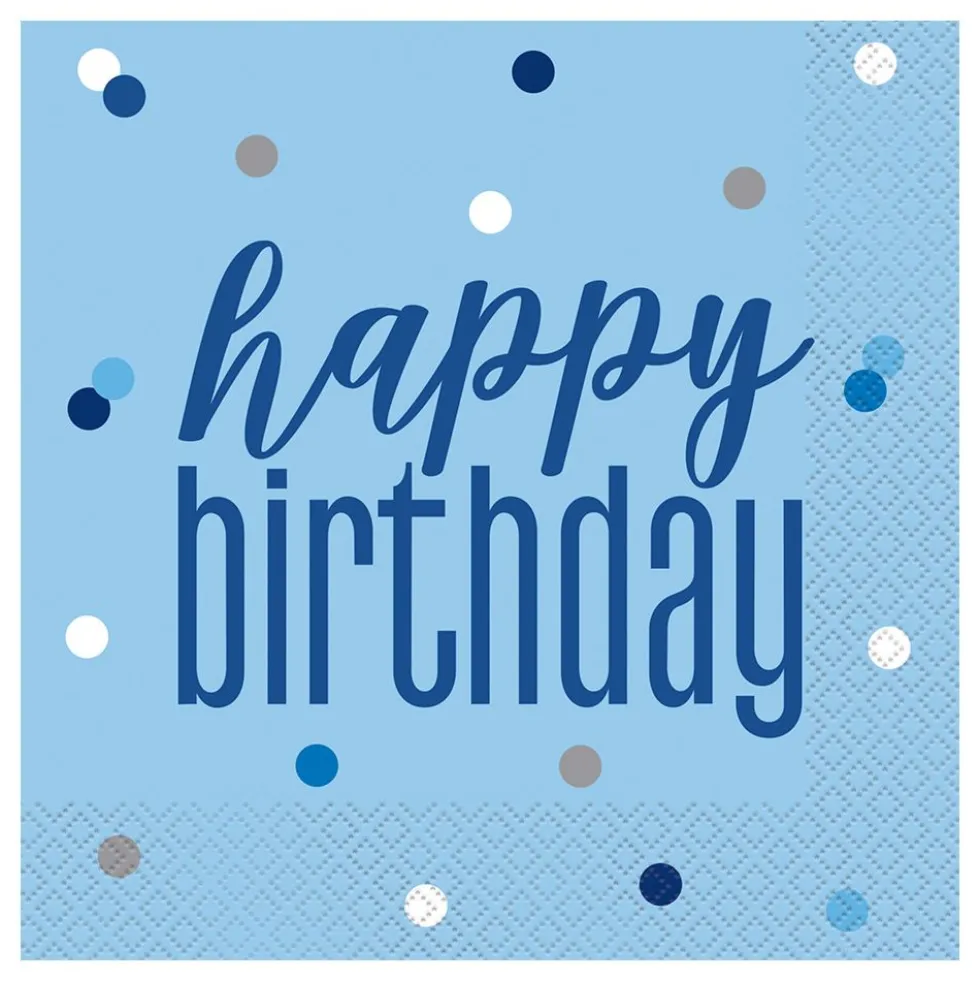 Lautasliinat Happy Birthday Sininen Pilkullinen