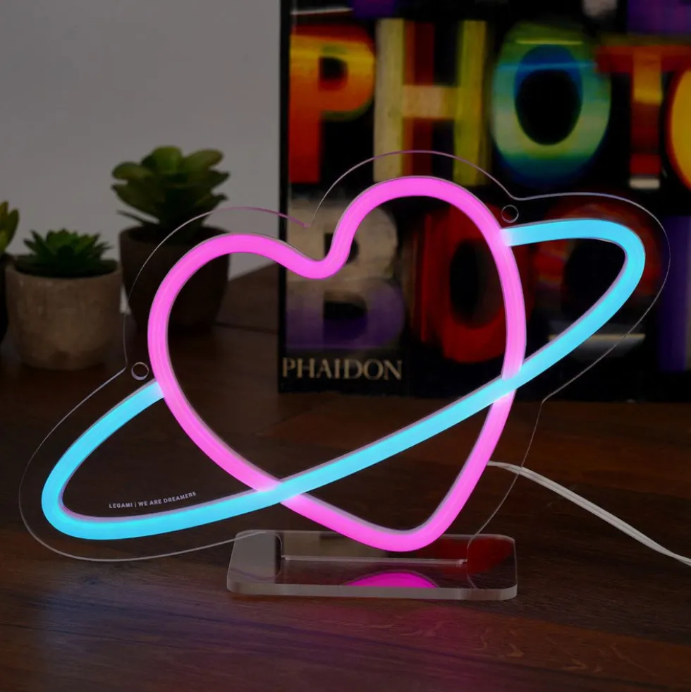 LED-lamppu Planet Heart Neon-efektillä