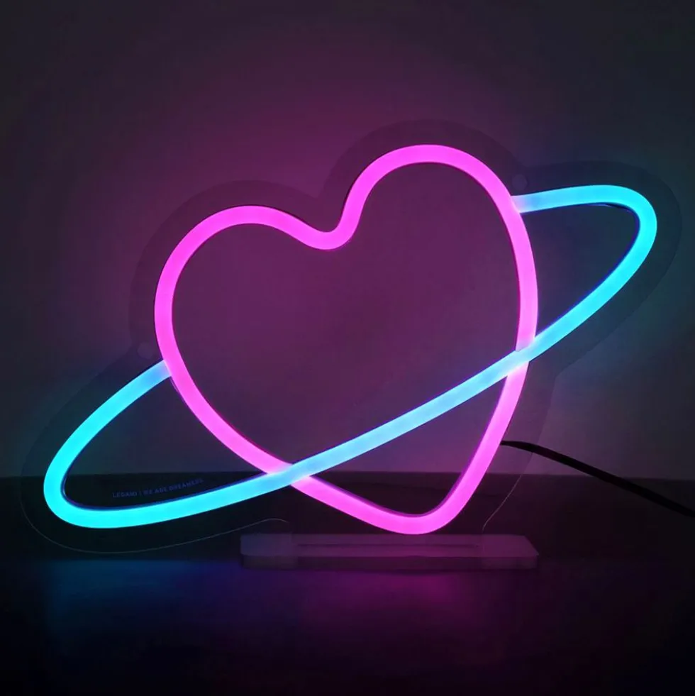 LED-lamppu Planet Heart Neon-efektillä