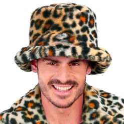 Leopardikuvioinen Tekoturkis-Bucket Hat