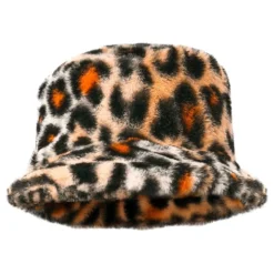 Leopardikuvioinen Tekoturkis-Bucket Hat