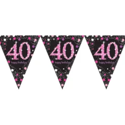 Lippuviirinauha 40 Musta/Vaaleanpunainen Kimalle