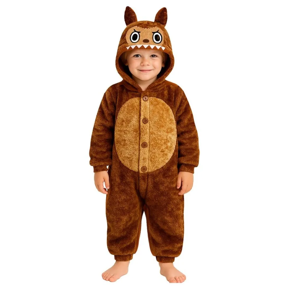 Lulu Monster Ruskea Onesie Lasten Naamiaisasu