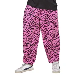 80-luvun Baggy Housut Zebra Vaaleanpunainen