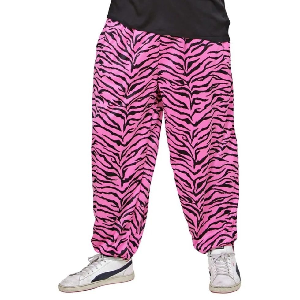 80-luvun Baggy Housut Zebra Vaaleanpunainen