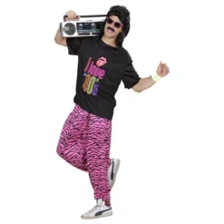 80-luvun Baggy Housut Zebra Vaaleanpunainen