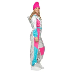 80-luvun Hopeinen Skioverall Naamiaisasu