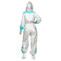 80-luvun Hopeinen Skioverall Naamiaisasu