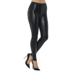 80-luvun Metallic Disco Leggingsit Mustat