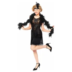 20-luvun Musta Flapper-mekko Naamiaisasu