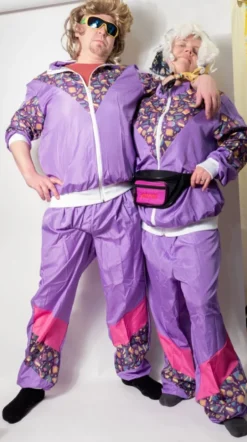80-luvun Verryttelypuku Violetti Naamiaisasu