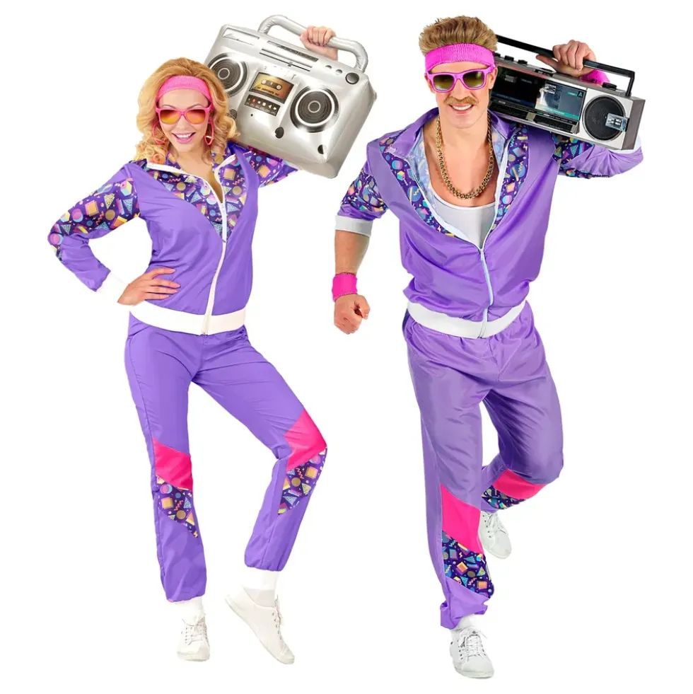 80-luvun Verryttelypuku Violetti Naamiaisasu
