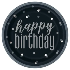Mustat Pahvilautaset Happy Birthday