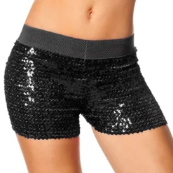 Mustat paljettihotpantsit
