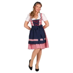 Oktoberfest Dirndl Edelweiss Punavalkoinen Naamiaisasu