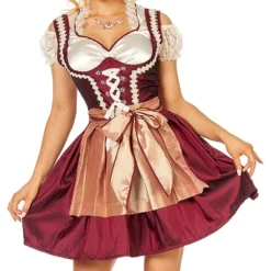 Oktoberfestin viininpunainen dirndl-naamiaisasu