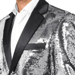 OppoSuits Paljettipikkutakki Briliant Silver