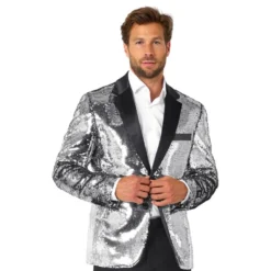 OppoSuits Paljettipikkutakki Briliant Silver