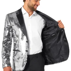 OppoSuits Paljettipikkutakki Briliant Silver