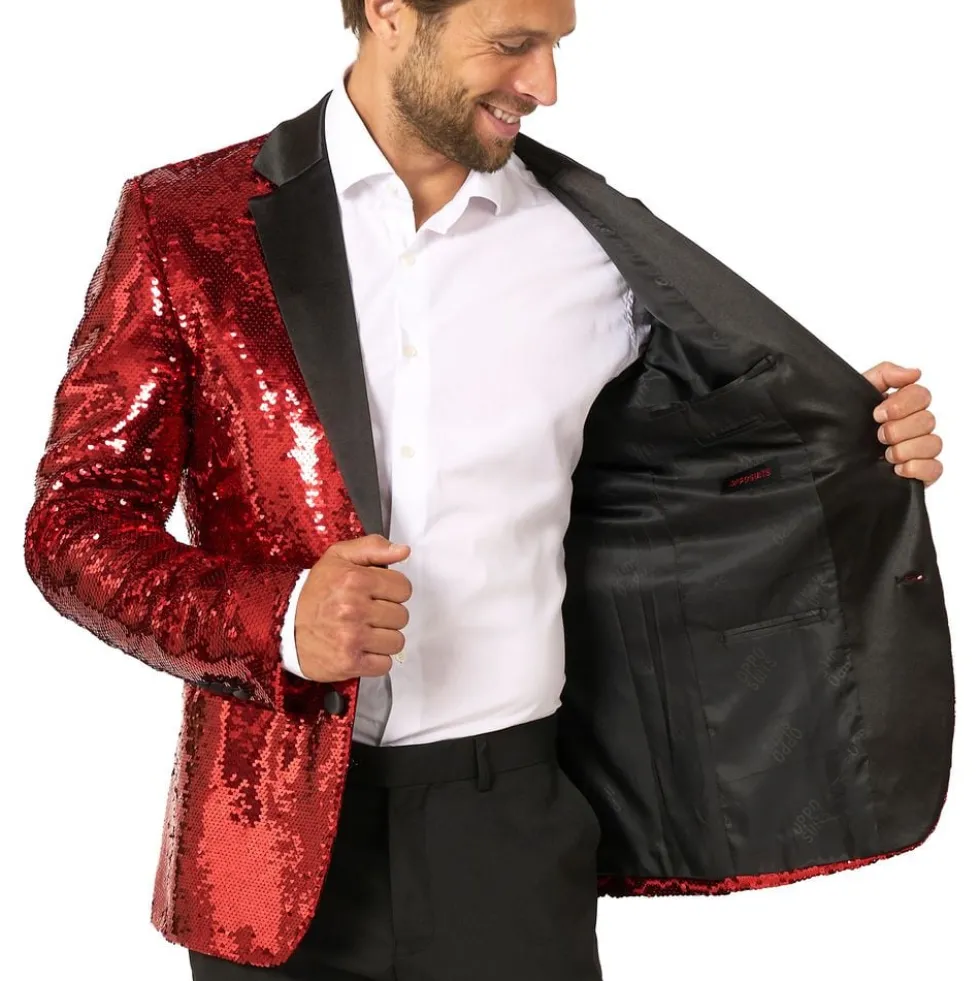 OppoSuits Paljettipikkutakki Briliant Punainen
