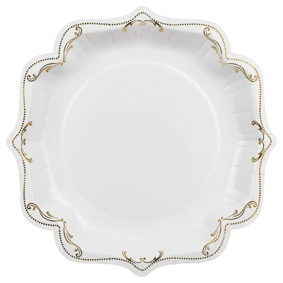 Ornamenttipahvilautaset Kulta/Valkoinen