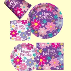 Pahvilautaset Happy Birthday Liila