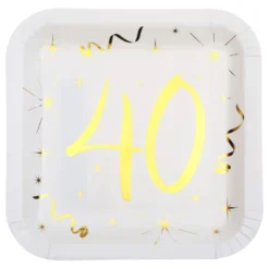 Pahvilautaset 40 Valkoinen/Kulta