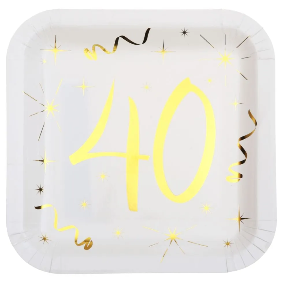 Pahvilautaset 40 Valkoinen/Kulta