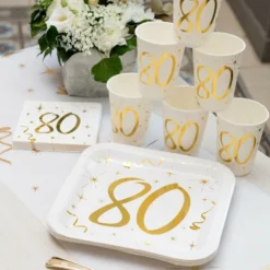 Pahvilautaset 80 Valkoinen/Kulta