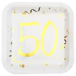 Pahvilautaset 50 Valkoinen/Kulta