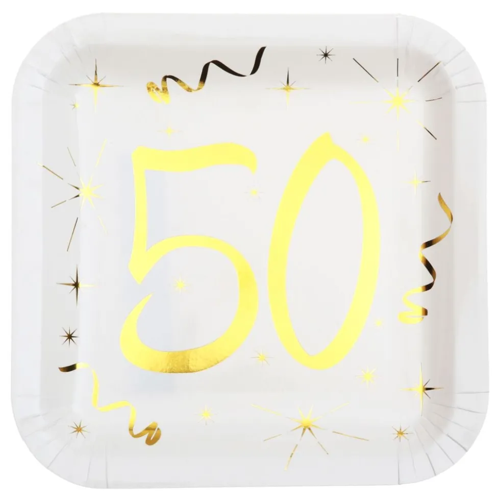 Pahvilautaset 50 Valkoinen/Kulta