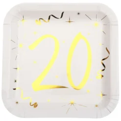 Pahvilautaset 20 Valkoinen/Kulta