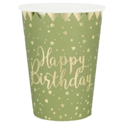 Pahvimukit Happy Birthday Kulta/Vihreä