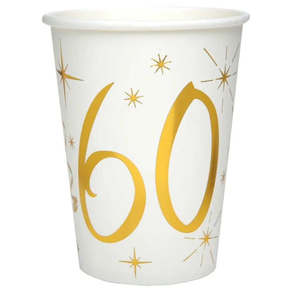 Pahvimukit 60 Kulta/Valkoinen
