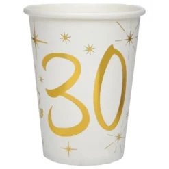 Pahvimukit 30 Kulta/Valkoinen
