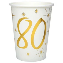 Pahvimukit 80 Kulta/Valkoinen