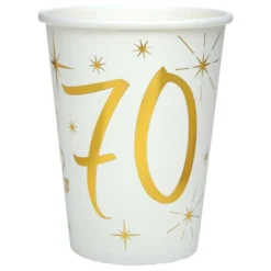 Pahvimukit 70 Kulta/Valkoinen