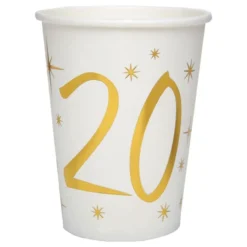 Pahvimukit 20 Kulta/Valkoinen