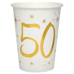 Pahvimukit 50 Kulta/Valkoinen