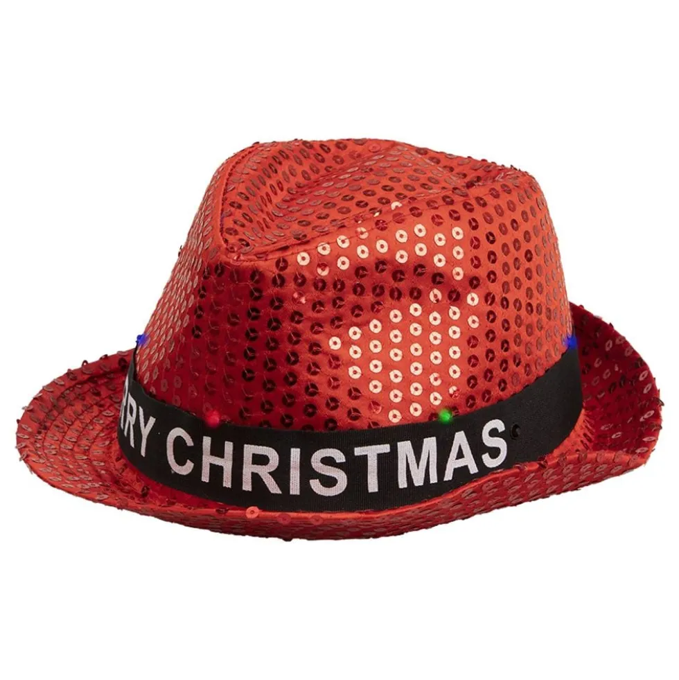 Paljettihattu LED Merry Christmas