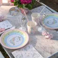 Paperilautaset Unicorn Pastelli