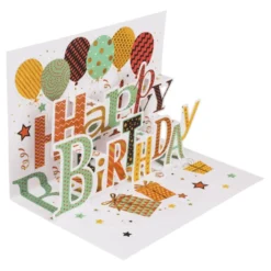 Pop-Up Happy Birthday -kortti ja kirjekuori