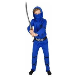 Power Ninja Sininen Lasten Naamiaisasu